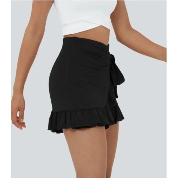 Halara Black Ruffle High Waist Tie Side Shorts Size M - Picture 4 of 4